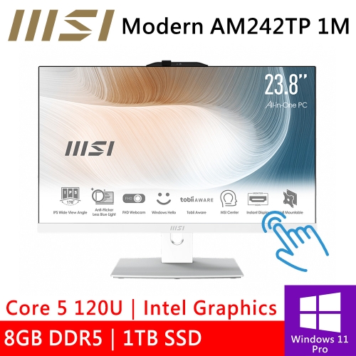 微星 Modern AM242TP 1M-1211TW 24型 白(Intel Core 5 120U/8G DDR5/1TB PCIE/W11P/十點觸控)