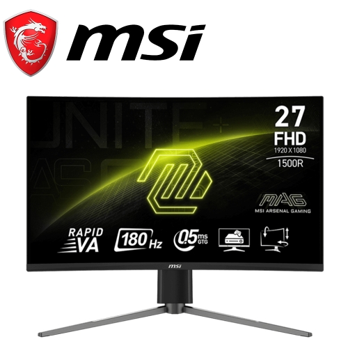 微星 MAG 27C6PF 27型(VA/曲面1500R/180Hz/0.5ms/無喇叭/2H1DP)