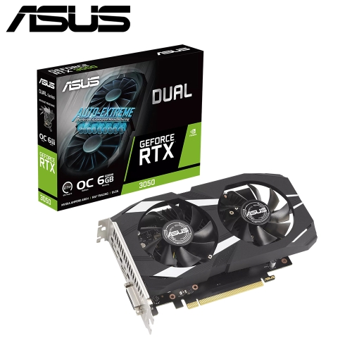 超優惠!!!華碩 DUAL-RTX3050-O6G(1537Mhz/96bit/6GB GDDR6/雙風扇/20.1cm)