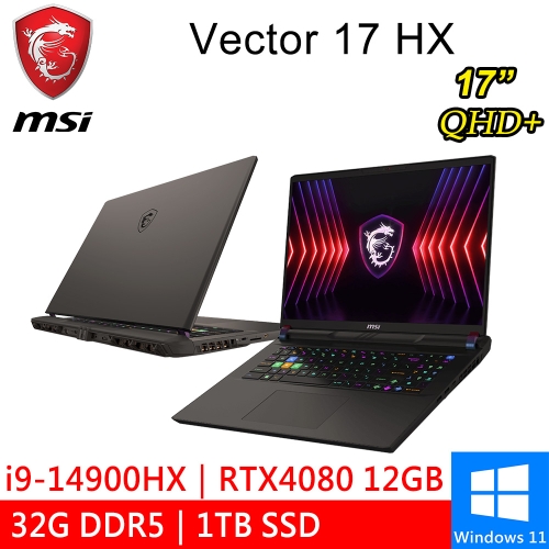 微星 Vector 17 HX A14VHG-888TW  17吋 灰(i9-14900HX/32G DDR5/1TB PCIE/RTX4080 12G/W11)