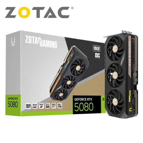 ZOTAC GAMING GeForce RTX 5080 SOLID OC 16GB DDR7(2640Mhz/1H3DP/32.97cm/三風扇)