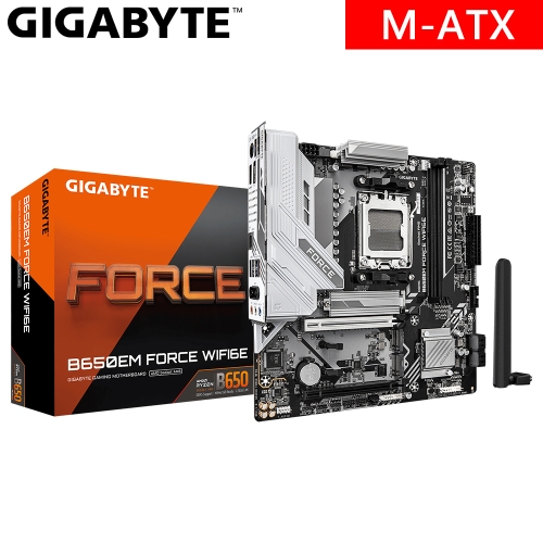 搭R7-7700主機!!!技嘉 B650EM FORCE WIFI6E(M-ATX/3xM.2/4xSATA/1H1DP/LAN 2.5G+無線/註五年)